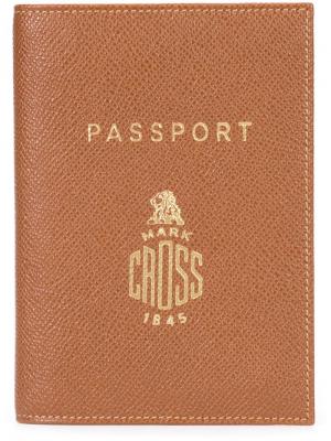Обложка для паспорта с тисненым логотипом Mark Cross. Цвет: коричневый