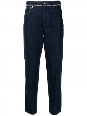 Укороченные джинсы с цепочкой Nº21. Цвет: синий