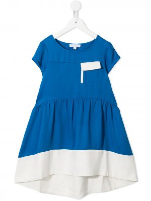 Платье в стиле колор-блок Owa Yurika. Цвет: синий