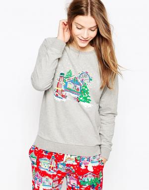 Рождественский пижамный свитшот Cath Kidston. Цвет: серый