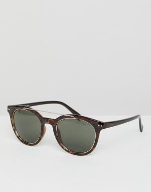 Круглые черепаховые солнцезащитные очки с планкой сверху Esprit. Цвет: коричневый