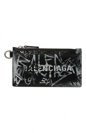 Кожаный футляр для кредитных карт Balenciaga. Цвет: чёрно-белый