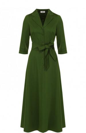 Хлопковое платье-рубашка с широким поясом Weill. Цвет: зеленый