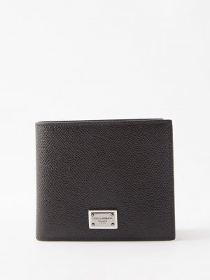 Складной кошелек из зерненой кожи с пластинкой-логотипом , черный Dolce & Gabbana