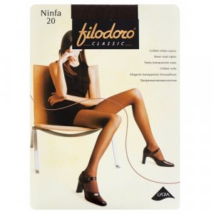 Колготки Classic Ninfa, 20 den, размер 5, черный, серый Filodoro. Цвет: черный
