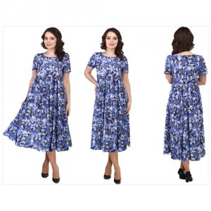 Платье летнее (100% вискоза) размер 50 (RU), цвет бело-синий Bitisway. Цвет: синий/белый