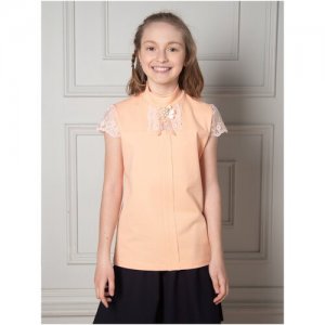 Водолазка - блузка детская с коротким рукавом для девочки, школы / Белый слон 5000 р.146. Цвет: желтый