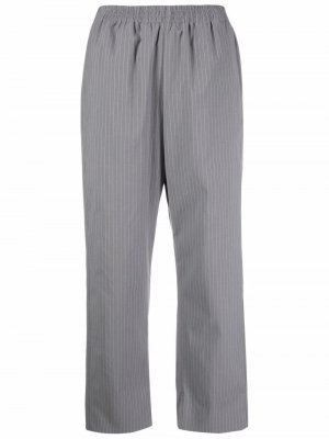 Укороченные брюки в тонкую полоску MM6 Maison Margiela. Цвет: серый