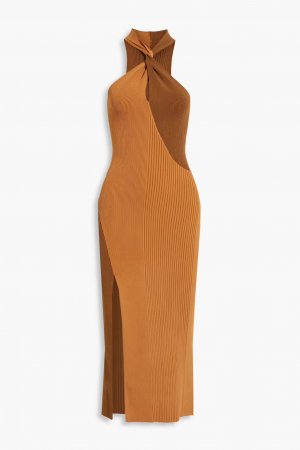Двухцветное платье миди в рубчик Daija перекрученного цвета , коричневый Nicholas