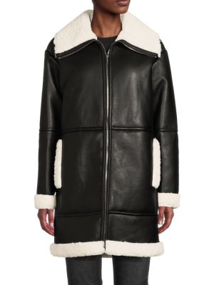 Мотоциклетное пальто из искусственной кожи и искусственного меха , черный Calvin Klein