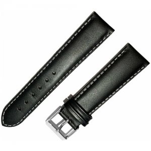 Ремешок 2005-01-1-1/0 Classic Черный кожаный ремень для наручных часов из натуральной кожи 20 мм матовый гладкий белая строчка Ardi. Цвет: черный