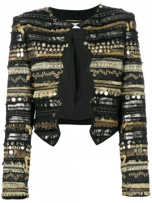 Приталенный пиджак с вышивкой Saint Laurent. Цвет: черный