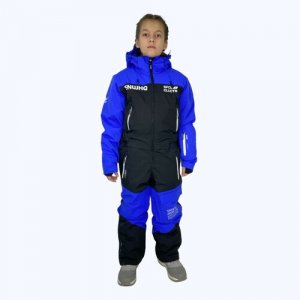 Комбинезон детский, ветрозащитный, влагоотводящий, мембранный, утепленный, герметичные швы, водонепроницаемый, карман для ски-пасса, размер 134, черный, синий Snow Headquarter. Цвет: черный/синий