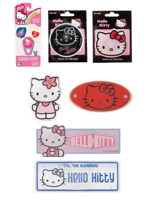 Набор из 7 предметов:  микрофонарик Hello Kitty и 6 наклеек в ассортименте.. Цвет: черный, красный, розовый
