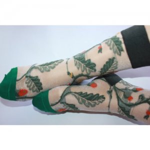 Летние женские носки в сеточку прозрачные яркий принт вышивка Цветы Подсолнух 35-41 размер Frida. Цвет: желтый/белый
