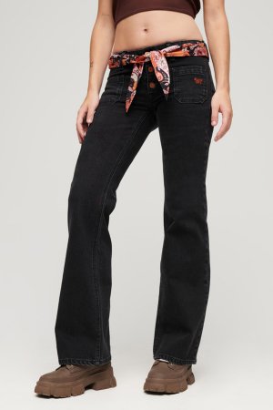 Винтажные джинсы узкого кроя из органического хлопка с заниженной талией и расклешенными штанинами , черный Superdry