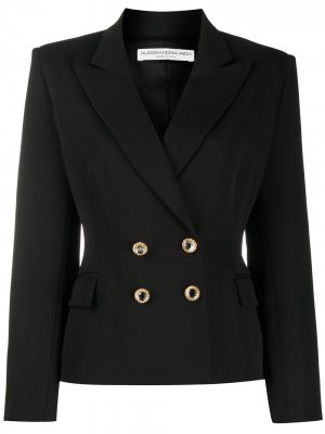 Приталенный двубортный пиджак Alessandra Rich. Цвет: черный