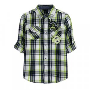 Рубашка , размер 164, синий, зеленый GUESS. Цвет: синий/зеленый/мультиколор