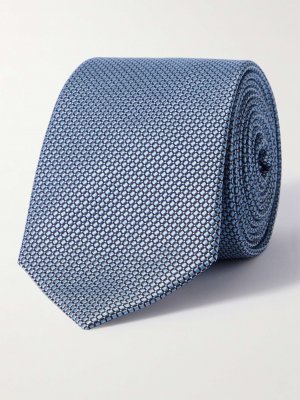 Шелковый жаккардовый галстук шириной 7 см LANVIN, синий Lanvin