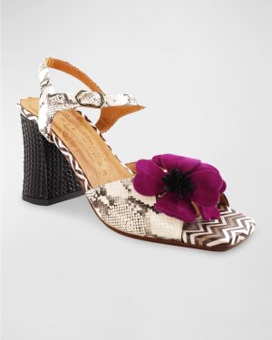 Босоножки на каблуке Piruca с цветочным орнаментом Chie Mihara