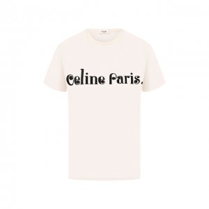 Хлопковая футболка Celine. Цвет: белый