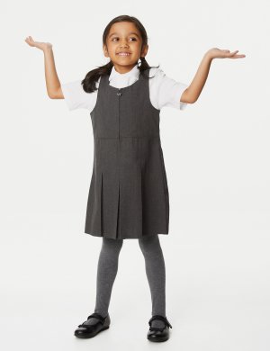 Плиссированный школьный сарафан для девочек большого кроя (2–12 лет) , серый Marks & Spencer