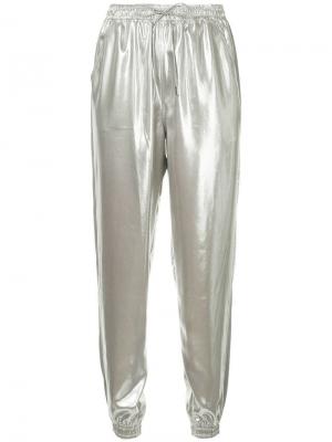 Спортивные брюки со шнурком Ralph Lauren Collection. Цвет: металлик