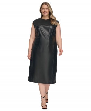 Платье без рукавов смешанного размера больших размеров , черный Calvin Klein