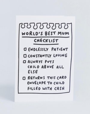 Открытка worlds best mum checklist Mothers Day Veronica Dearly. Цвет: мульти