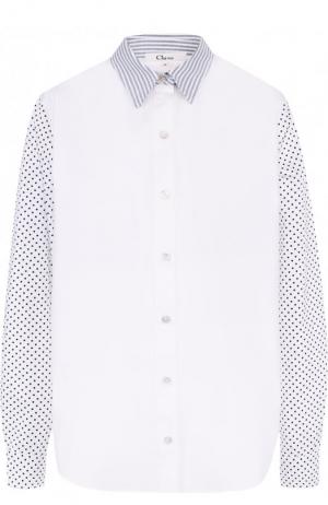 Хлопковая блуза свободного кроя Clu. Цвет: белый