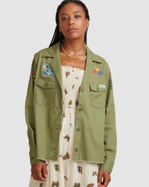 Женская Куртка-Рубашка Melisssa Grisancich Saigon RVCA. Цвет: зеленый