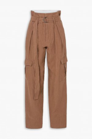 Льняные зауженные брюки с поясом Space For Giants BASSIKE, коричневый bassike