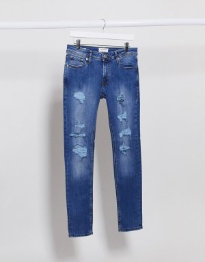 Рваные джинсы скинни Intelligence-Голубой Jack & Jones