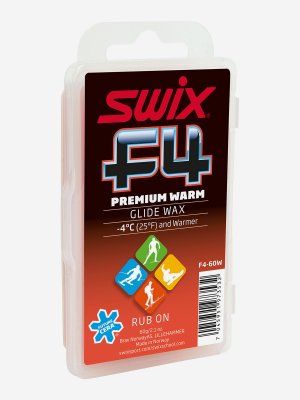 Мазь скольжения F4 Premium Warm, твердая с пробкой, 60 гр, Белый Swix. Цвет: белый