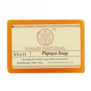 Натуральное мыло ручной работы с Папайей (125 г), Papaya Soap Hand made, Khadi Natural