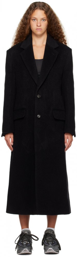 Черное пальто на пуговицах MM6 Maison Margiela
