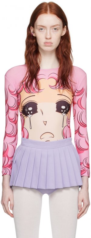 Эксклюзивная розовая футболка с длинными рукавами и кнопками SSENSE Crying Girl Pushbutton