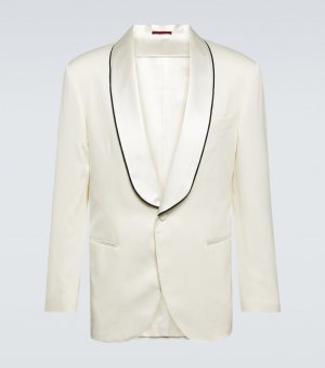 Пиджак-смокинг из шелкового атласа , белый Brunello Cucinelli