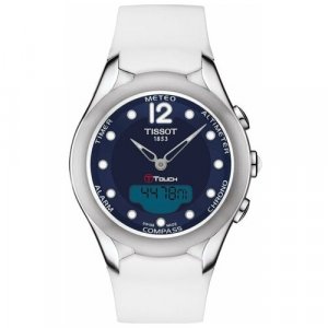 Наручные часы TISSOT Solaris T-Touch Lady Solar T075.220.17.047.00, серебряный, синий. Цвет: серебристый/синий/белый