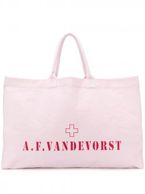 Объемная сумка-тоут с логотипом A.F.Vandevorst. Цвет: розовый
