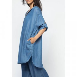 Платье-рубашка, размер 36, синий Max & Moi. Цвет: синий
