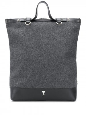 Рюкзак со вставками AMI Paris. Цвет: серый
