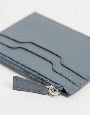 Голубая кожаная кредитница на молнии -Серый ASOS DESIGN