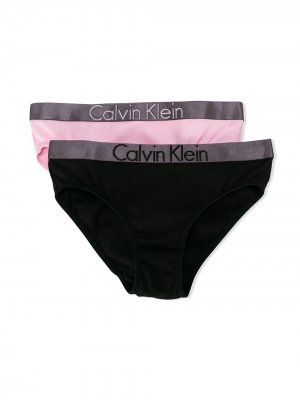 Комплект из двух трусов с логотипом Calvin Klein Kids. Цвет: черный