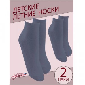 Носки ГАММА детские, 2 пары, размер 12-14, синий. Цвет: темно-серый/серый