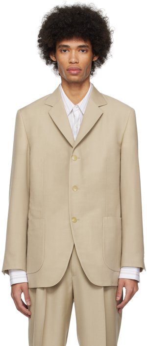 Серо-коричневый однобортный пиджак Auralee