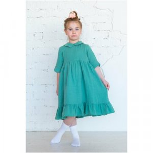 Платье , размер 116-122, зеленый Blueberry. Цвет: зеленый