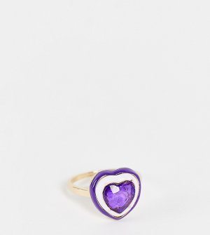 Кольцо с сердечком кристаллом и эмалью фиолетового цвета DesignB Curve-Фиолетовый цвет London Curve