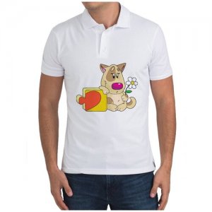 Рубашка- поло Собака девочка (есть пара) CoolPodarok. Цвет: белый