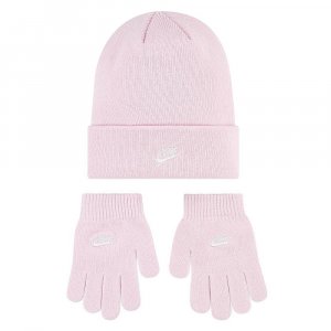 Детский набор: шапка и перчатки Lurex Futura Beanie Gloves Set Nike. Цвет: розовый